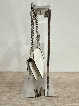 Versace Textured Leather Mini Bag Pouch with Chain Strap White