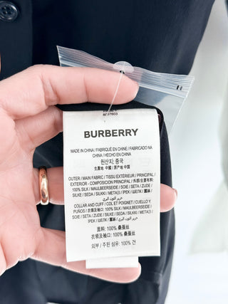 Burberry 100% silk floral mini dress with white trims, 4