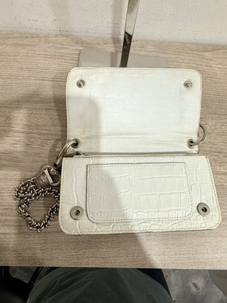Versace Textured Leather Mini Bag Pouch with Chain Strap White