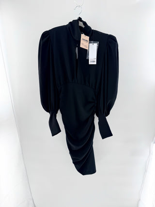 NWT Maria Vittoria Paolillo Long Sleeve Ruched Mini Dress Black Women 38 IT/US 2