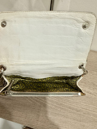 Versace Textured Leather Mini Bag Pouch with Chain Strap White