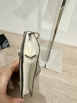 Versace Textured Leather Mini Bag Pouch with Chain Strap White