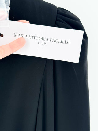 NWT Maria Vittoria Paolillo Long Sleeve Ruched Mini Dress Black Women 38 IT/US 2