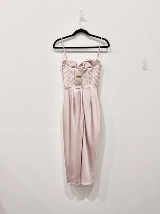 House Of Cb Myrna Crystal Satin Corset Midi Slip Dress Blush Pink Womens Size XS