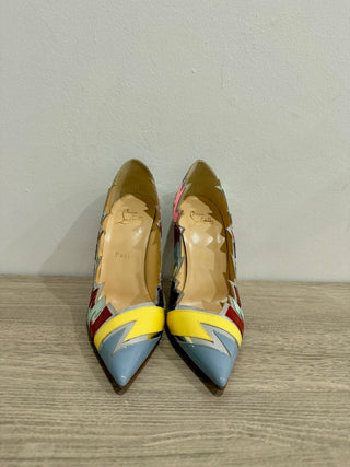 NWOT Christian Louboutin Explotek 100 Zigzag Metallic Leather Pumps Multi US 7