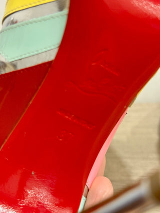 NWOT Christian Louboutin Explotek 100 Zigzag Metallic Leather Pumps Multi US 7