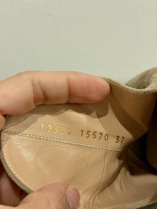 Gianvito Rossi Suede Slip On Peep Toe Stilettos Mule Beige Women's Size EU 37