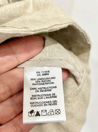 Michael Kors Linen Blend Rolled Up Sleeve Metallic Utility Jacket Beige Womens S