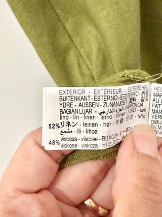 NWT Zara Linen Blend Sleeveless Side Slit A-Line Midi Dress Oil Green Women's XS
