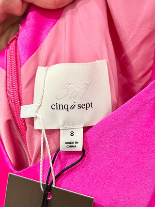 Cinq a sept galena hot pink midi dress with strass tassles, 8