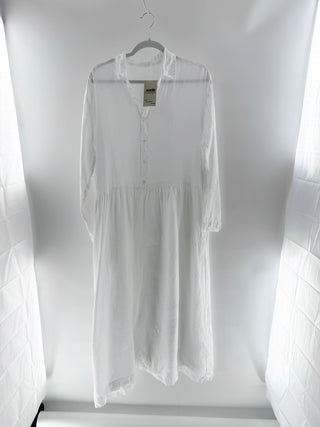 CP shades White linen button-front maxi dress, M
