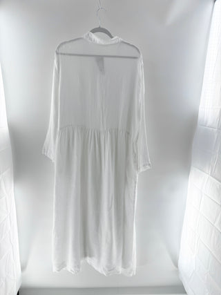 CP shades White linen button-front maxi dress, M