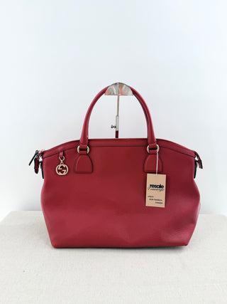 Gucci large leather bag with GG logo and strap