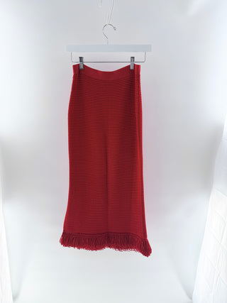 Bottega Veneta compact cotton mesh skirt with fringe, M