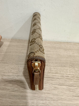 Gucci monogram canvas large zip up wallet