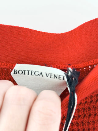 Bottega Veneta compact cotton mesh skirt with fringe, M
