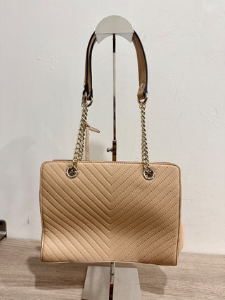Karl Lagerfeld Paris Charlotte Quilted Leather Shoulder Tote Handbag Cream Beige