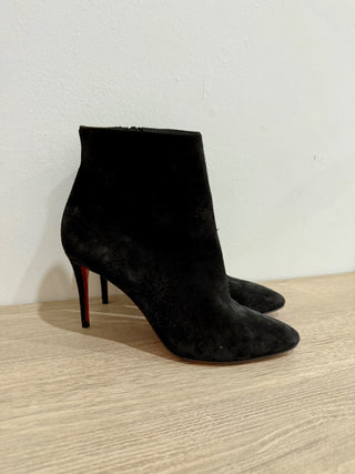 Christian Louboutin Eloise Suede Pointed Toe Ankle Booties Black Women's EU 36.5