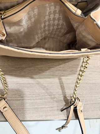 Karl Lagerfeld Paris Charlotte Quilted Leather Shoulder Tote Handbag Cream Beige