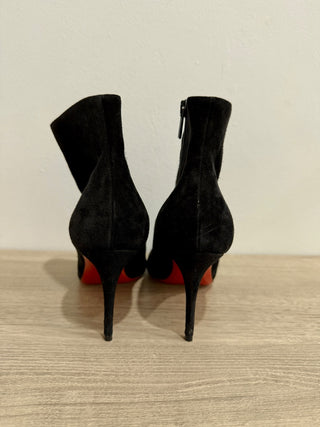 Christian Louboutin Eloise Suede Pointed Toe Ankle Booties Black Women's EU 36.5