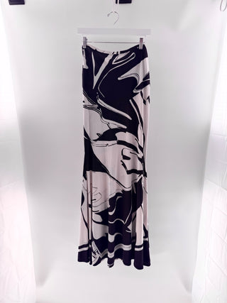 Roberto Cavalli Asymmetric Leaves Print Silk Maxi Skirt, 44