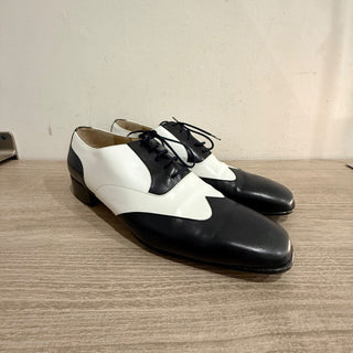 Salvatore Ferragamo Two-Tone Leather Lace-Up Oxfords Dress Shoes Black/White 8.5
