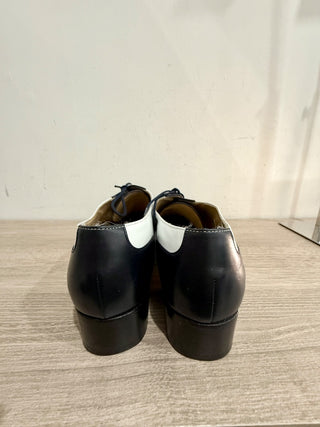 Salvatore Ferragamo Two-Tone Leather Lace-Up Oxfords Dress Shoes Black/White 8.5