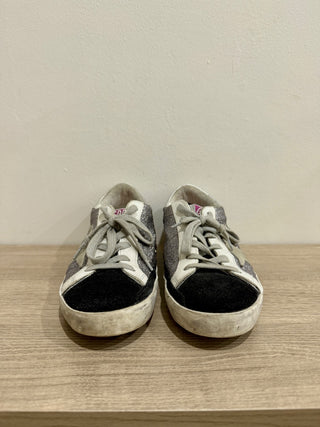 Golden Goose Super-Star Glitter Suede Sneakers Silver/Black Women's Size EU 37