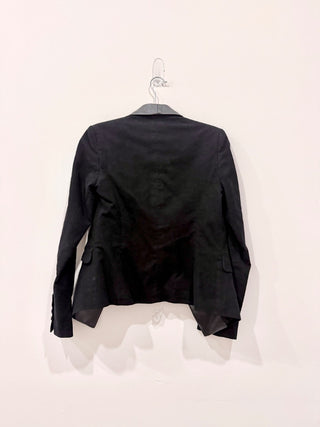 AG Adriano Goldschmied Leather Trim Single Breast Blazer Jacket Black Women's XS