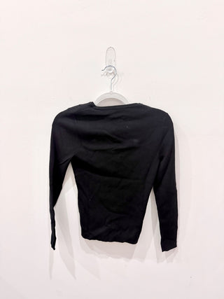 A.L.C. Curtis Crew Neck Crossover Peep Hole Blouse Top Black Women's Size XS