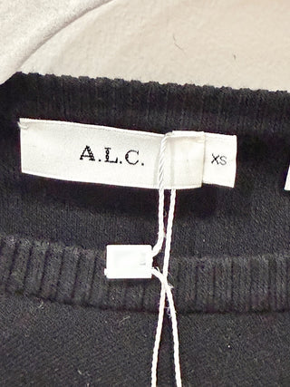 A.L.C. Curtis Crew Neck Crossover Peep Hole Blouse Top Black Women's Size XS
