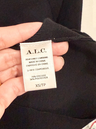 A.L.C. Curtis Crew Neck Crossover Peep Hole Blouse Top Black Women's Size XS