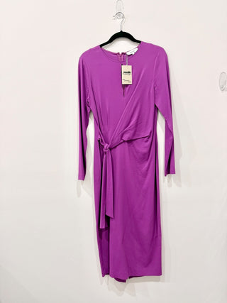 Reiss purple wrap sash midi dress, 6