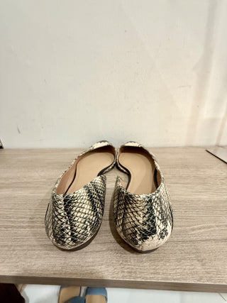 Tory Burch Braided Snake Skin Leather Pointed Toe D'orsay Flats Black/Cream 8.5