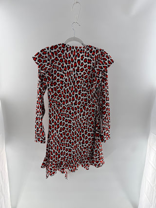 robert rodriguez Red Leopard Print Wrap Mini Dress, 2