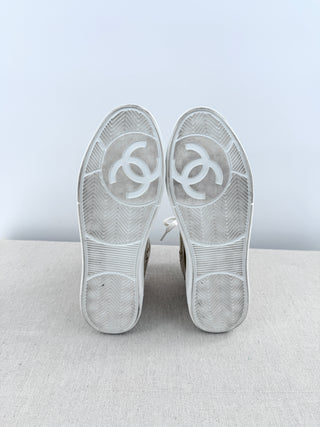 Chanel metallic high top leather CC sneakers, 41.5