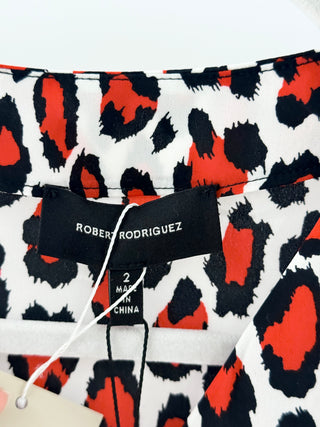 robert rodriguez Red Leopard Print Wrap Mini Dress, 2