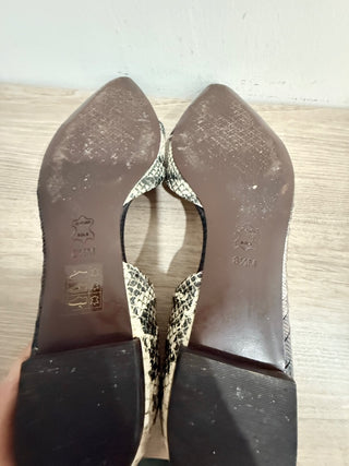 Tory Burch Braided Snake Skin Leather Pointed Toe D'orsay Flats Black/Cream 8.5