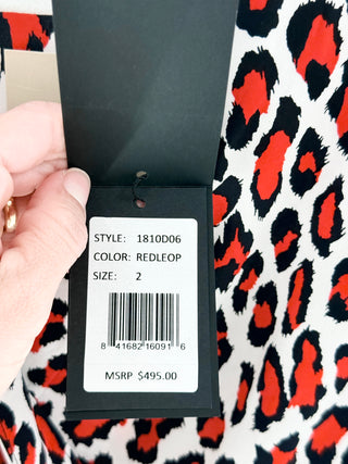 robert rodriguez Red Leopard Print Wrap Mini Dress, 2