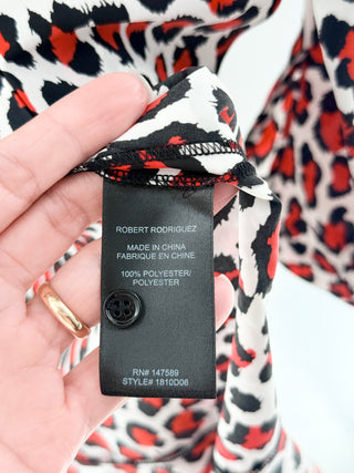 robert rodriguez Red Leopard Print Wrap Mini Dress, 2