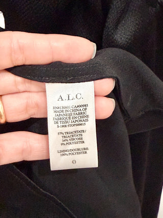 NWT A.L.C. Hirsch Keyhole Pleated V-Neck Crepe Blouse Top Black Women's Size 0