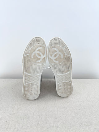 Chanel metallic high top leather CC sneakers, 41