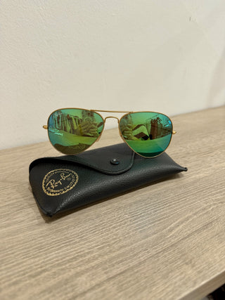 Ray Ban gold metal mirror lens aviator sunglasses