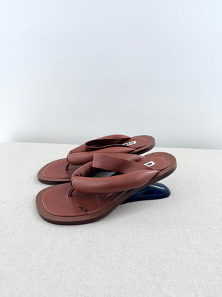 Jil Sander leather thing sandals with sculpt heel, 40