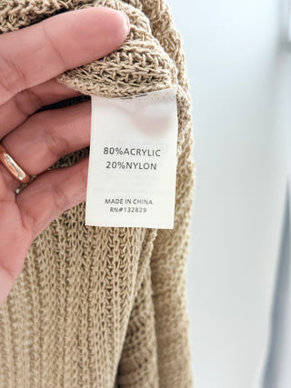 Camila Coelho Cleo Knit Set; Sleeveless Crop Top &amp; Maxi Skirt Gold Flax Womens M