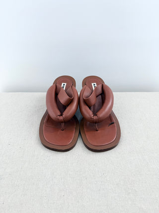 Jil Sander leather thing sandals with sculpt heel, 40