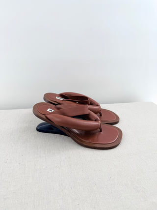 Jil Sander leather thing sandals with sculpt heel, 40