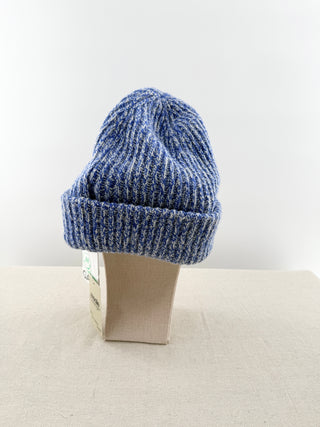 Ganni Blue marled knit logo beanie, One size