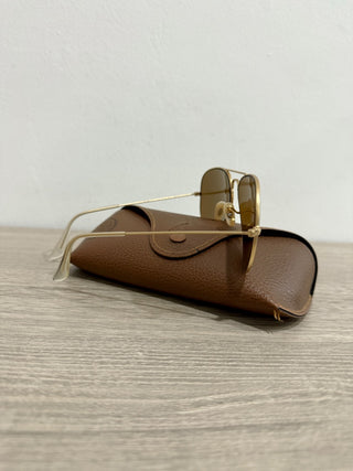 Ray Ban gold metal aviator sunglasses ,mirror lenses