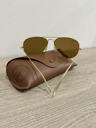 Ray Ban gold metal aviator sunglasses ,mirror lenses